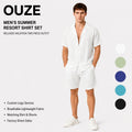 2023 New Design Men's Summer Vacation Leisure Beach Lapel Solid Color T-shirt Shorts Suit Custom logo
