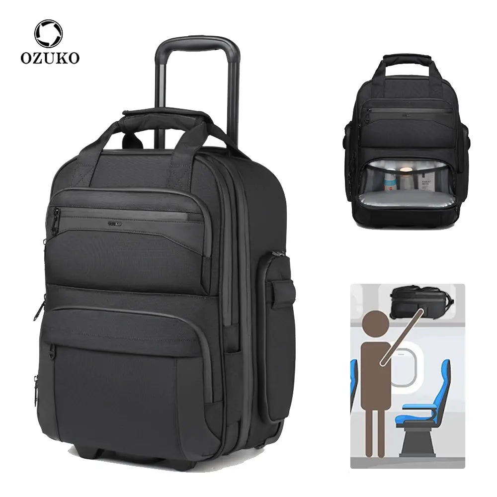 Ozuko 9699 Small Rolling Duffle Bag with Wheels Travel 22 Inch Carry on Luggage Tote Unisex-Adult Short Term Trips