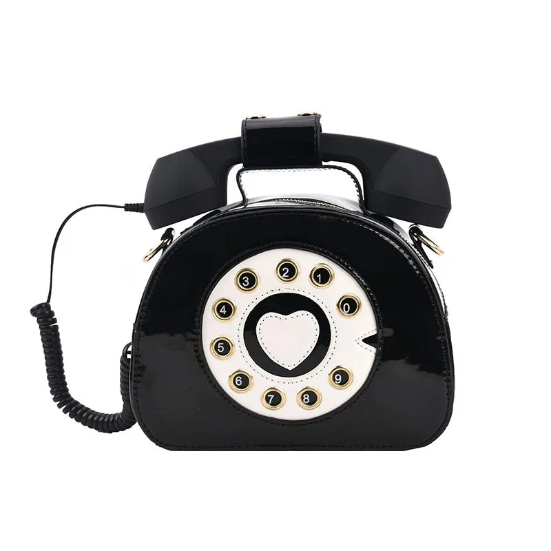 Stylish Women's Large PU Telephone Shaped Handbags 2023 Funny Ladies' Geek Shoulder Crossbody Purses with Personality