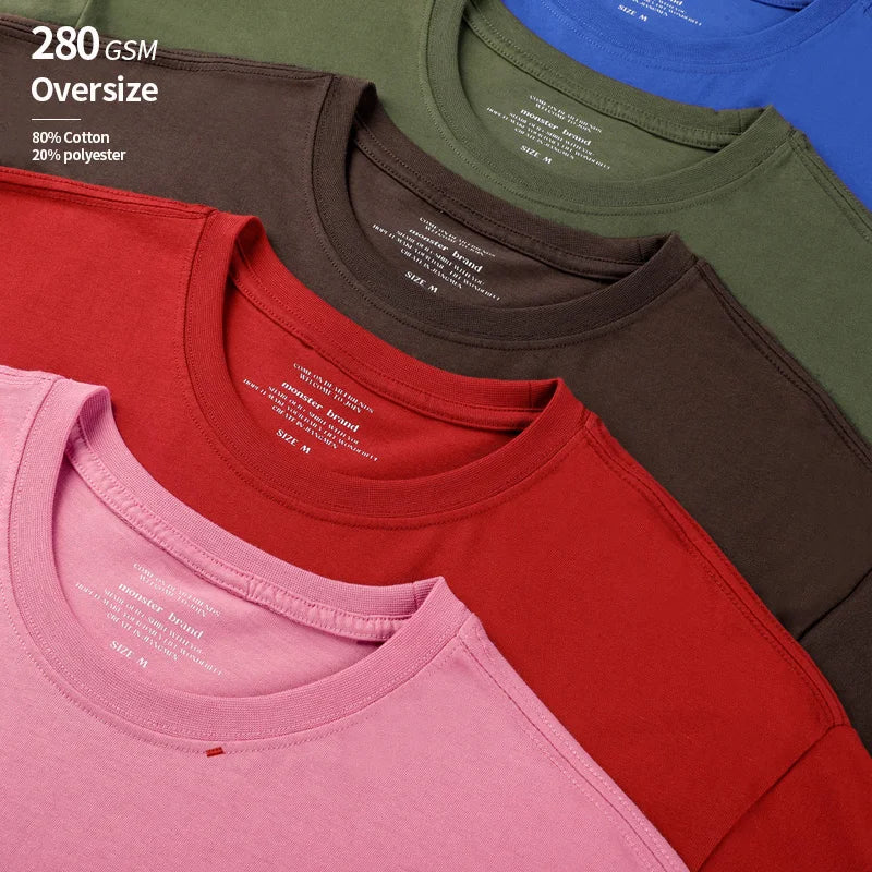 280grams Oversized 80% Cotton 20% Polyester Anti-wrinkle Anti-pilling Breathable Heavy Cotton t Shirt