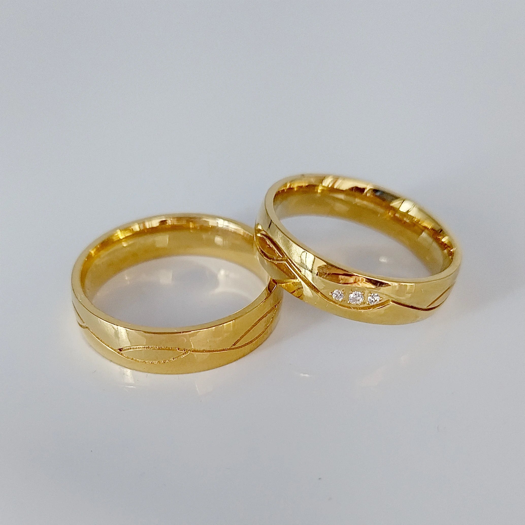 Western Brazilian Fashion 18k Gold Plated Stainless Steel Promise Couples Wedding Rings Sets for Girls Bague Anillos Eheringe