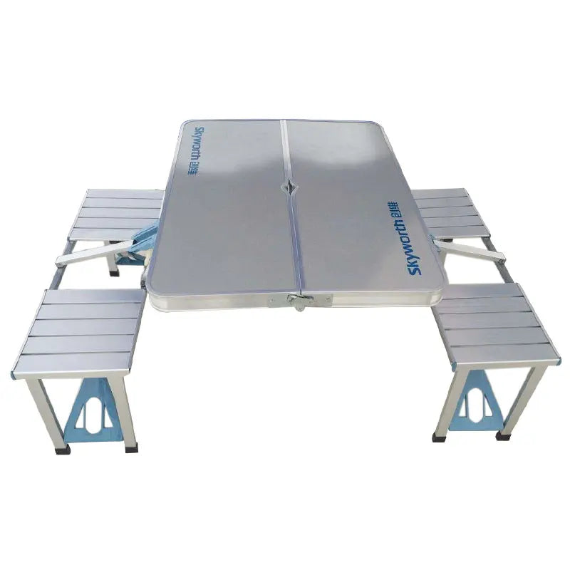 Portable Aluminum Picnic Table with Seating for 4 Durable Foldable Metal Design Lightweight Outdoor Furniture for Carton Picture