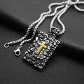 Embossed Cross Shield square Brand Men's Necklace Student Personality Stainless Steel Pendant Stainless Steel Pendant