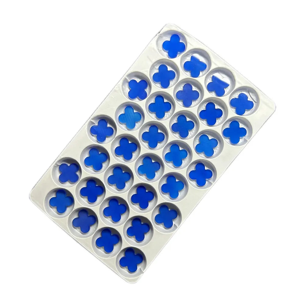 Double Flat Dark Blue Clover Stone 8x8x2mm to 23x23x2mm Natural Agate Flower Stone