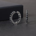 RZ0235 Abiding Fine Jewelry Fashion Style Round 3mm Natural Black Garnet 925 Sterling Silver Women Earrings Hoop