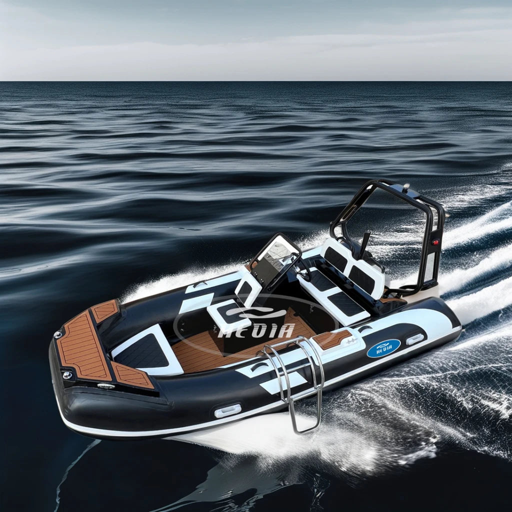 13ft 390 Aluminum Inflatable PVC Boat 4m for Water-skiing 5 Persons Capacity Lakes & Rivers Use