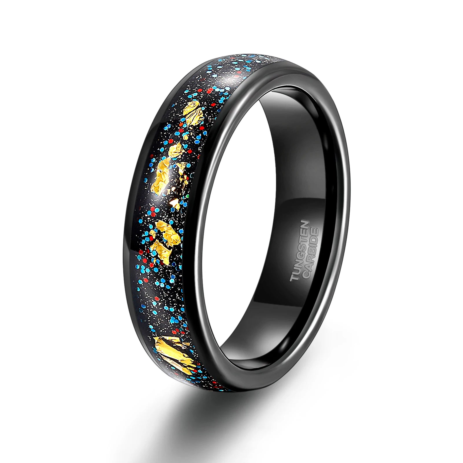 OAHLAN Wholesale Fashion Jewelry Black Sand Stone Band 4mm Men Women Meteorite Tungsten Carbide Rings for Engagement/Dating
