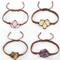 New Gemstone Jewelry Crystal Irregularity Raw Stone Natural Stone tiger Eye Lapis Lazuli Adjustable Woven Net Bracelet