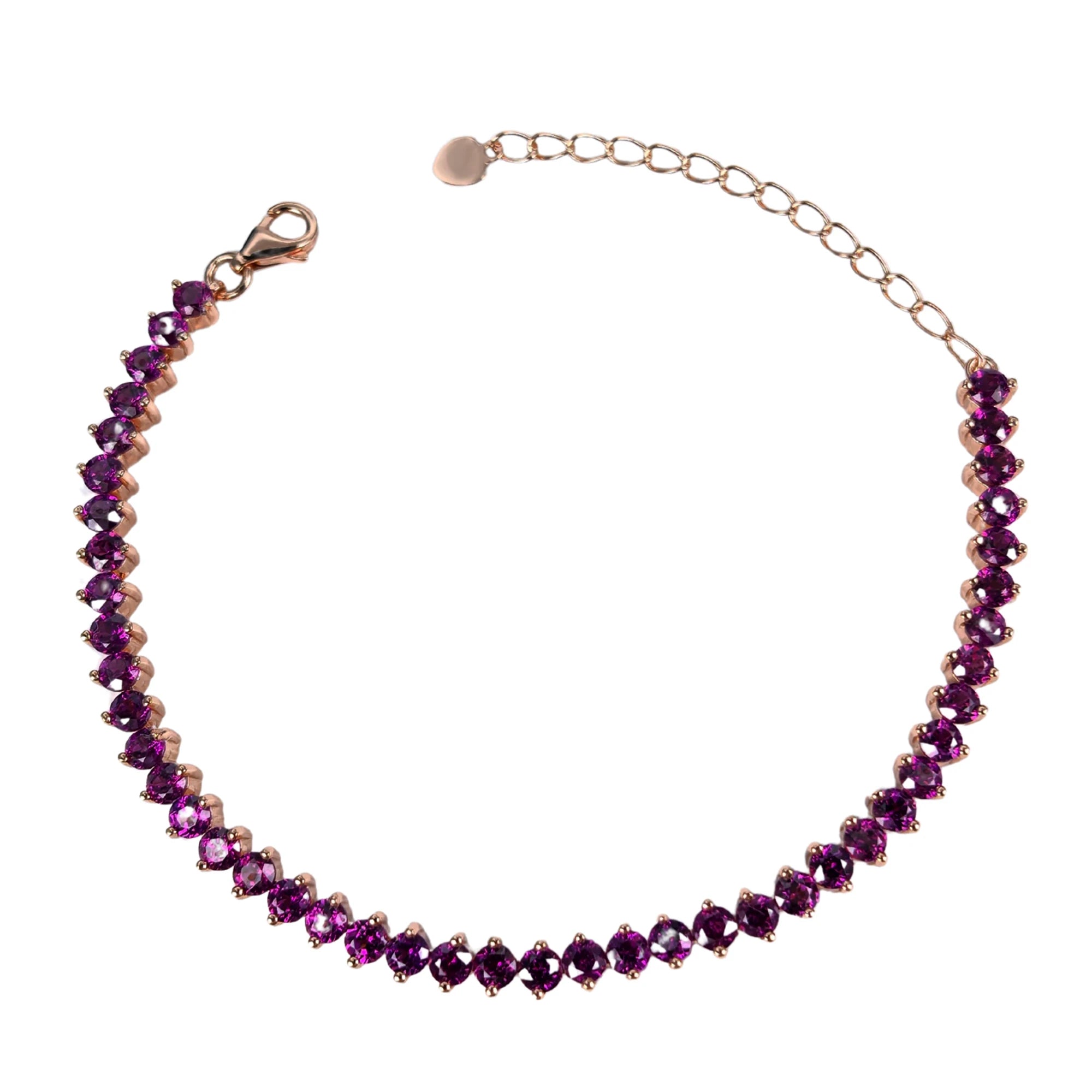Dazzling Rose Gold Plated Silver 925 Jewelry Natural Pyrope Bracelet for Women Anniversary Gift