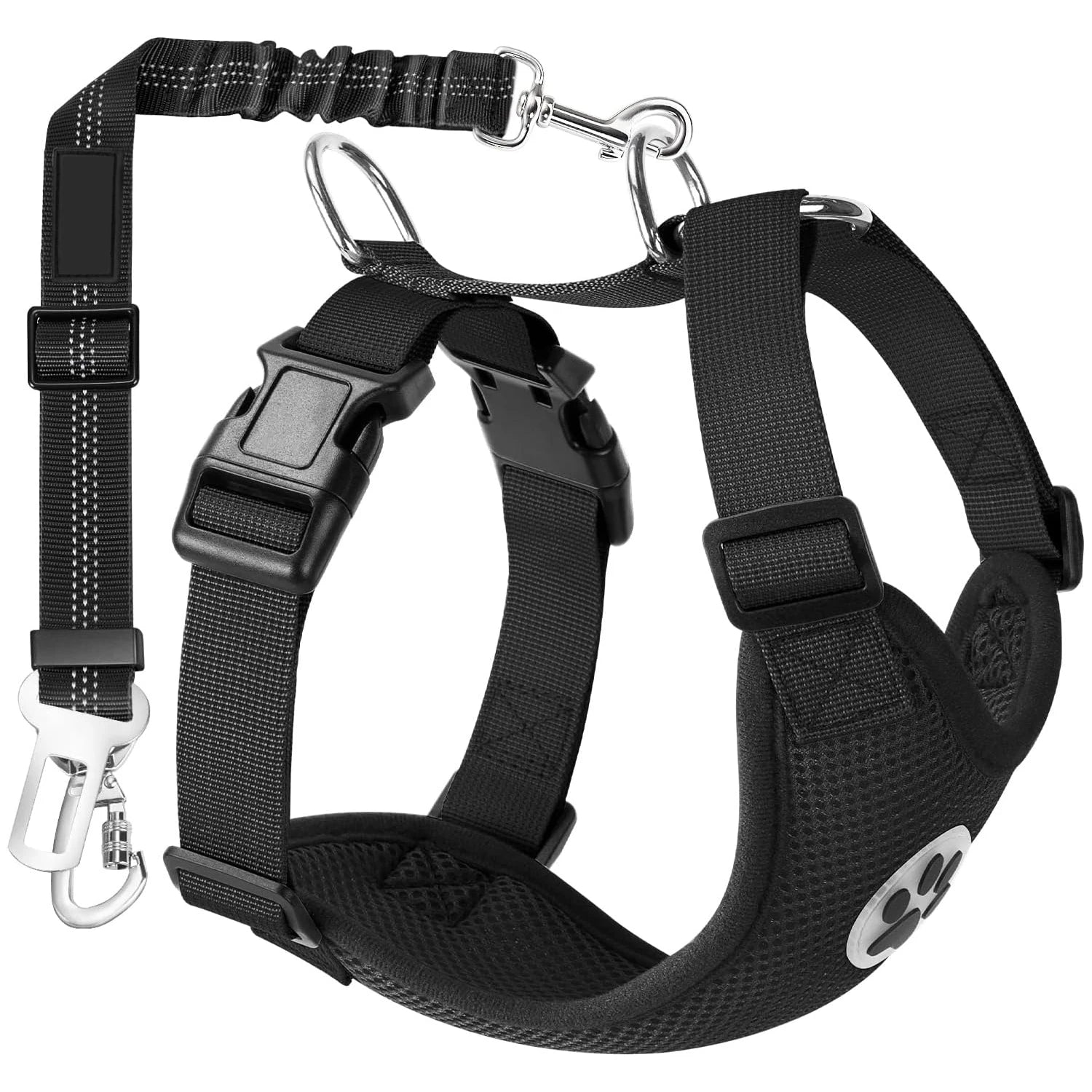 Dog Service No-Pull Reflective Adjustable Nylon Leather Rubber Multi-Use Support Harness Vest for Walking Customizable Size