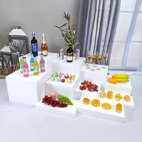 Custom Food Display Stand Wedding Party Decoration White Acrylic Food Risers Catering Buffet Stand for Food Display