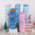 540ml Double Wall Stainless Steel Thermal Water Bottle Kids Cartoon Straw Eco-Friendly Boiling Water Safe Vacuum Handgrip 6-12