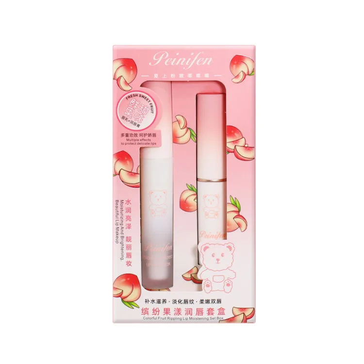 Custom Logo Natural Fruit Lip Balm Plus  Serum Day and Night Lip Care Product Nourishing Lip Balm Set