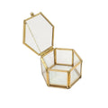 Transparent Glass Jewelry Box Ring Box Geometric Jewelry Organizer Holder Tabletop Container Hexagon Clear Glass Jewelry Box