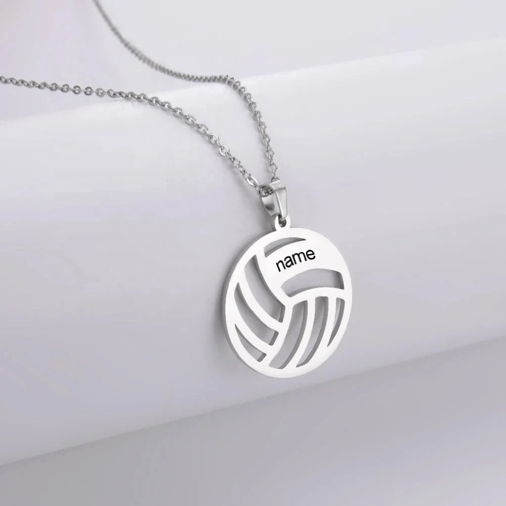Volleyball Necklace for Women Men Boy Child Kid Personalized Custom Name Sports Pendant Stainless Steel Jewelry Gift
