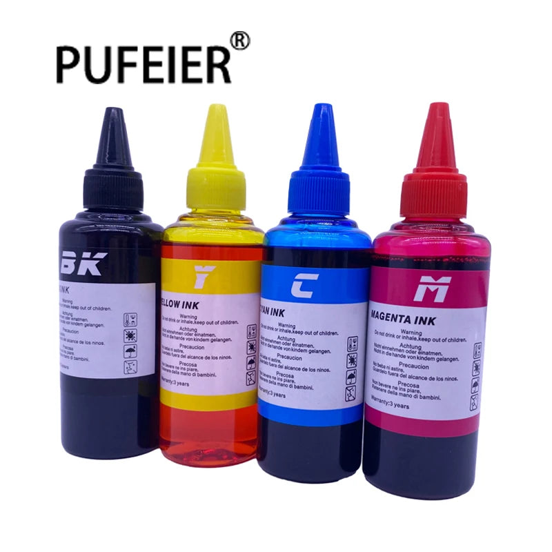 100ML Premium Refill Bulk Universal Dye Ink Compatible for Epson Canon HP Brother 4 Color Inkjet Printer Printing Dye Based Ink MegaBDM