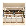 Luxury Design Pedestal Glass Showcase Cabinet Watch Kiosk LED Lighting Waterproof Finish Aluminum Gold/Silver/Rose Gold Marble