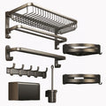 Aluminium Storage Rack Hardware Accessories Set 7 Pieces Matte Gray Towel Rack Shelf Bathroom Hardware Set
