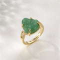 Hot Fashion Elegant Gold Plated Open Adjustable Ring Wholesale Trendy Charm Zircon Jade Maitreya Buddha Ring for Women