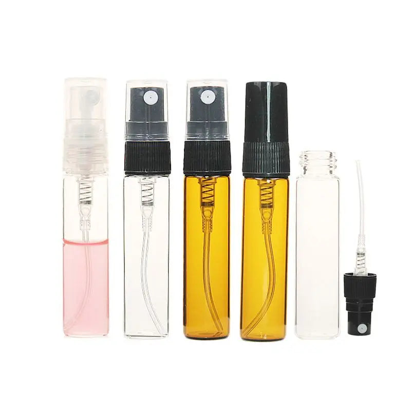 Transparent Amber Clear 5ml/10ml Mini Perfume Mist Spray Bottles Borosilicate Glass Pump Sayer Screen Printing Sample Size