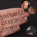 EC1912 Mini Minimalist Earring Collection Zircon CZ Diamond Flower Floral Fishbone Stainless Steel Post Screw on Stud Earrings
