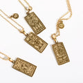 Square Brand Pendant Gold Plated Horoscope Stainless Steel Sweater Chain 12 Zodiac Sign Necklace