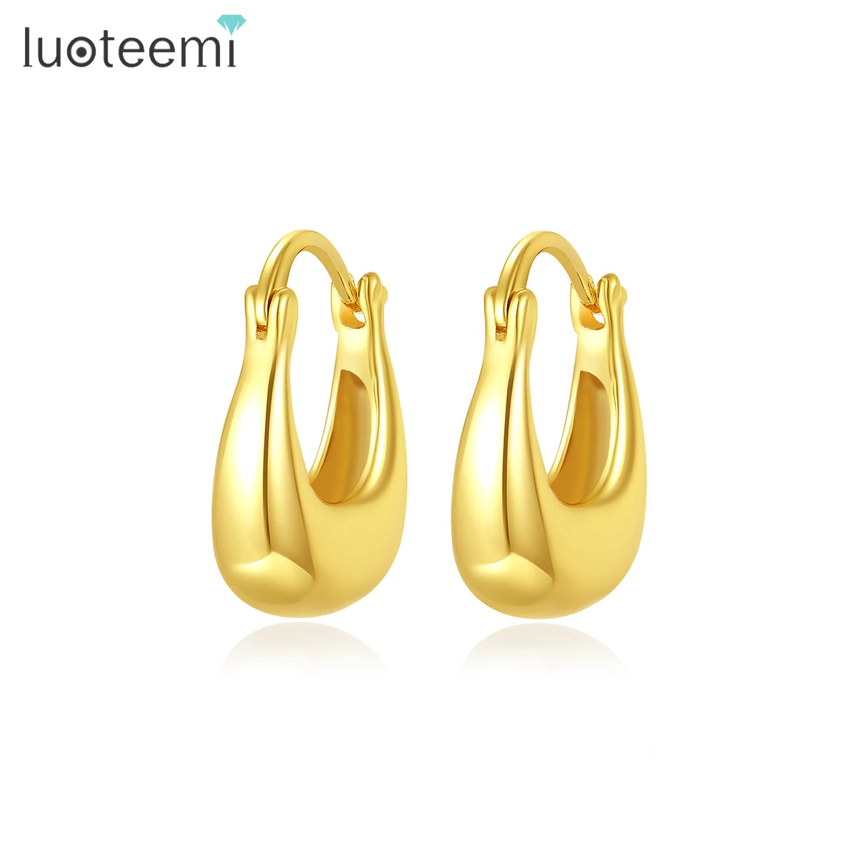 LUOTEEMI Big Woman Hoop Statement Earing Jewelry Korean Fashion Geometric Designer Wholesale Hollow Earring