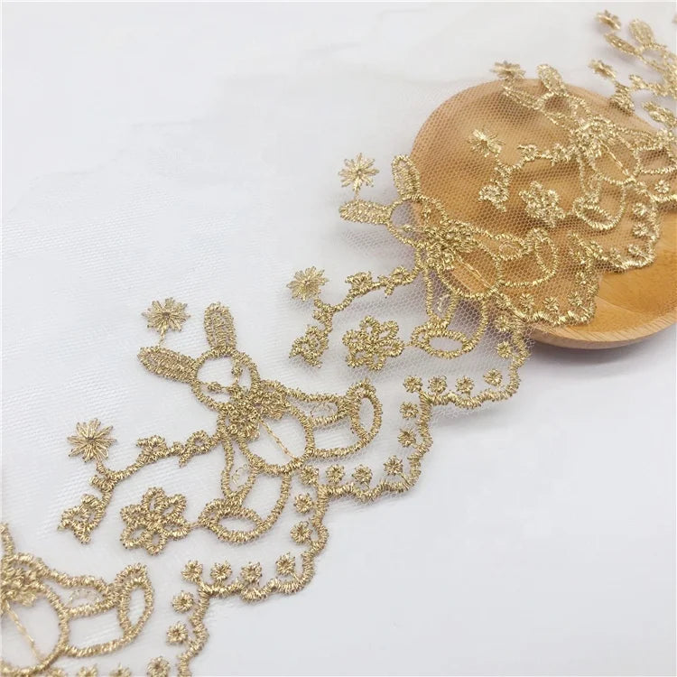Gold Thread Lace Skirt Wedding Accessories Lace Mesh Large Rabbit Garment Accessories Mesh Lace