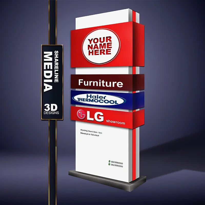 China Manufacturer Outdoor LED Illuminated Pylon Signage Company Stand Post Monument Signage