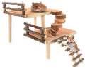 Hamster Climbing Toys Wooden  Two-Tier Hamster Playground Activity Platform With Bridge Apple Wood Chewing Toys for Small Pets