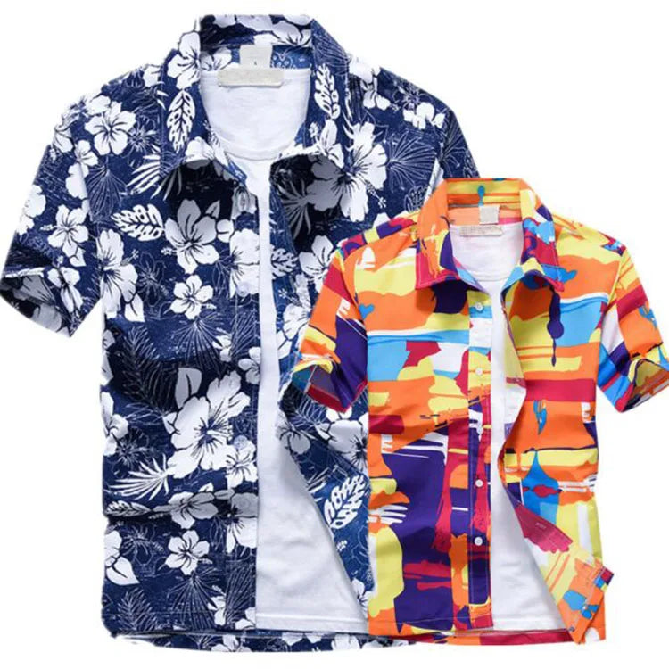 Fashion Mens Hawaiian Shirt Male Casual Colorful Printed Beach Shirts Leisure Hip Hop Short Sleeve Vacation Top