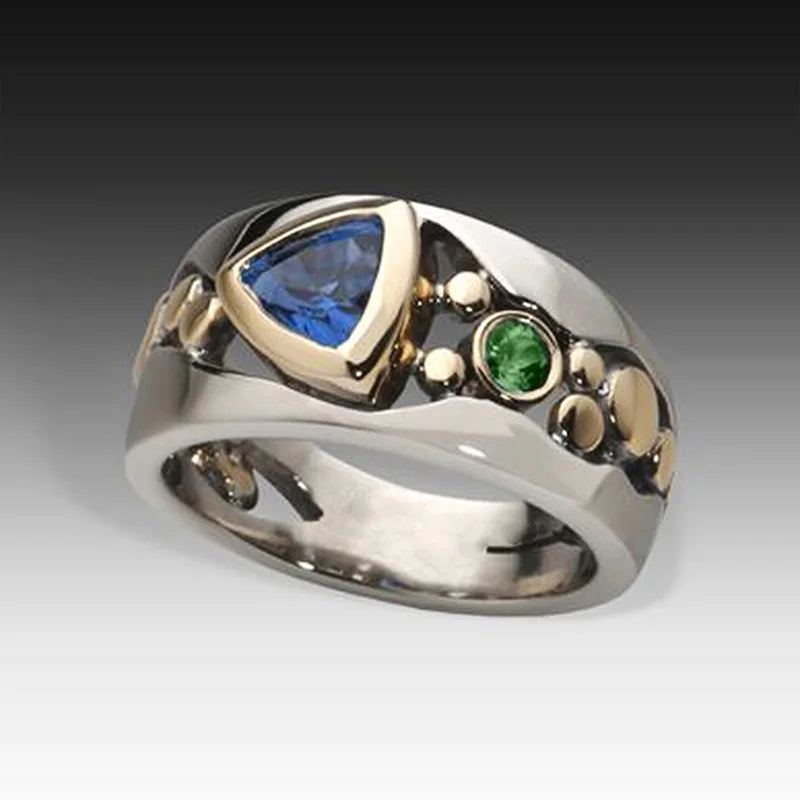 CAOSHI Fashion Jewelry Unisex Rings for Men Women Party Gift Blue Green Stone Zircon Ring Hot Sell Vintage Rings