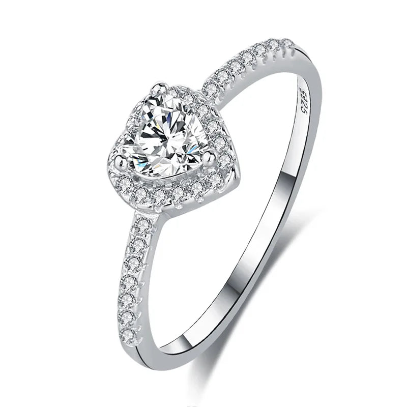 Fashion Popular Wholesale Price High Jewelry S925 Sterling Silver love Heart Engagement Wedding Ring