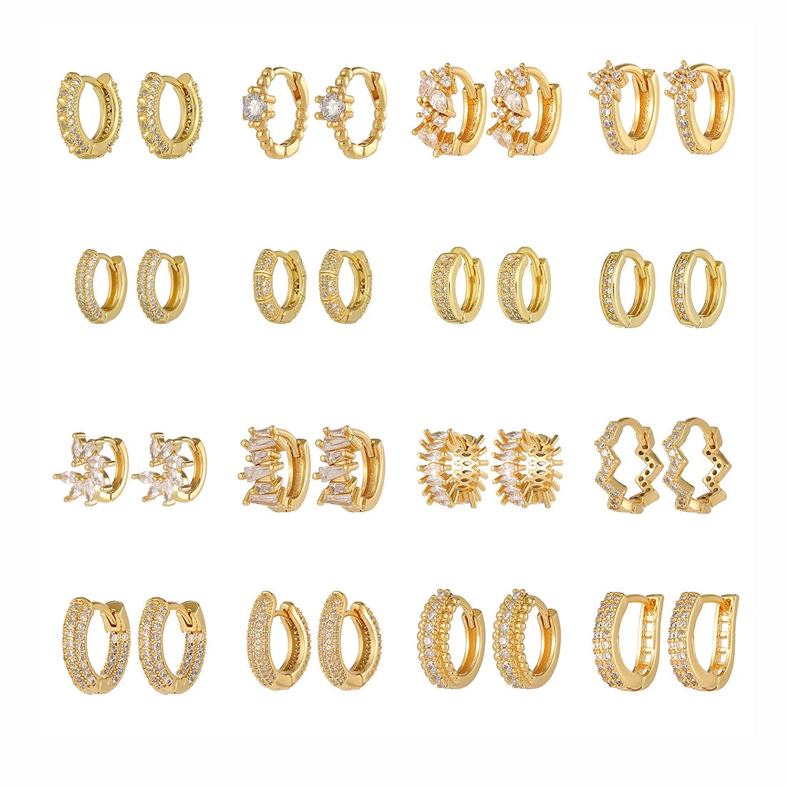 Jachon Luxury Designer Zirconia Earring Fine Jewelry Earrings 18k Gold Hoop Huggies Earrings for Women