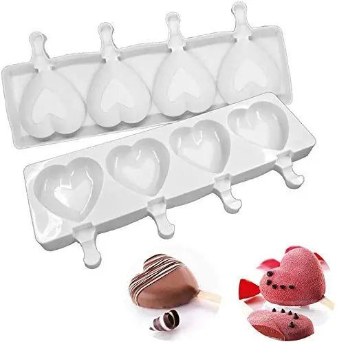 Popsicle Molds Set Silicone Ice Pop Molds 4 Cavities Homemade Popsicle Maker Ice Cream Mold Diamond Shaped With Sticks for DIY