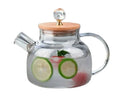 Nordic Style Large Capacity High Borosilicate Glass Pitcher Transparent Eco-Friendly Glass Kettle Bamboo Lid for Home Office Use