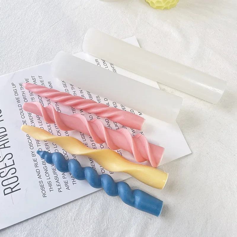 Spiral Candle Mold Twist Candle Mold Cylinder Cake Decoration Mold Round Shape Soap Flower Resin Mould