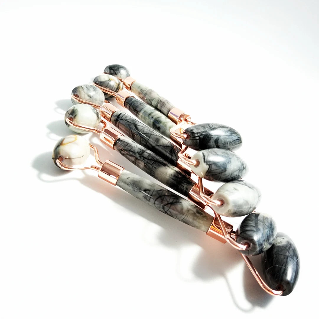 Huiying Hottest Selling Facial Care Lift Tool Double Head Picasso Jasper facial slimming beauty handmade Gem Roller