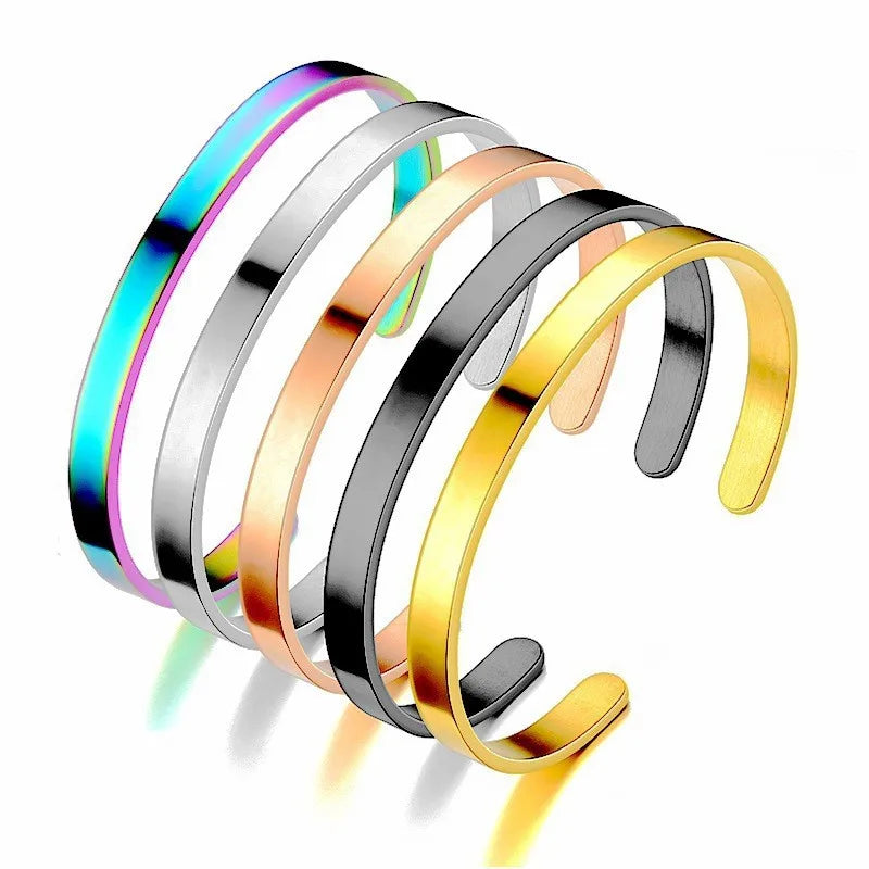 Fashion Simple C-shape Popular Bracelets Color Adjustable Open Men's Stainless Steel Bracelet