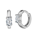 RINNTIN LZE23 Simple 925 Sterling Silver 3*5MM Zirconia Hoop Earring 4 Claw Zircon Rhodium Plated Earrings for Weddings