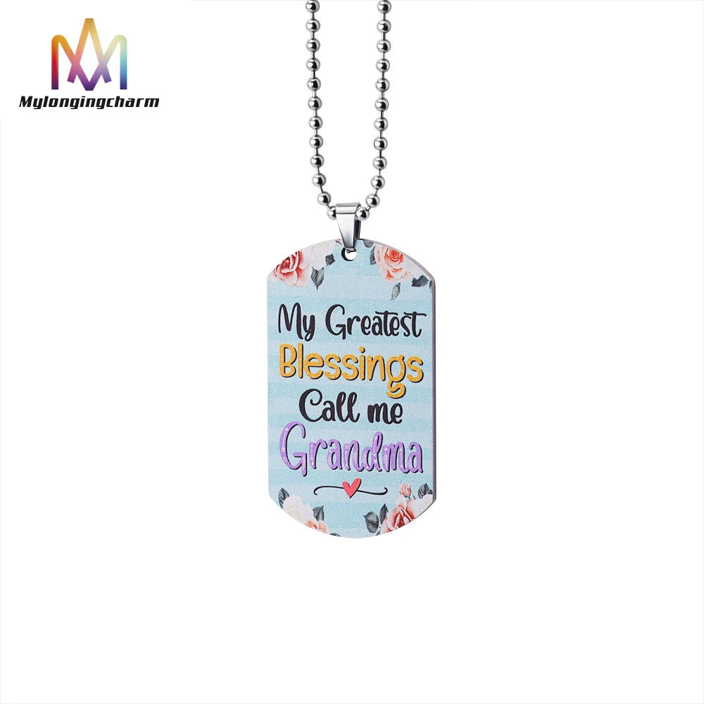 Fashionable Religious Nameplate Necklaces for Men Women Stainless Steel Bible Prayer Flower Color Printing Christmas Gifts