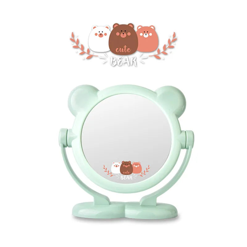 New Three Bears Table Mirror Cartoon Animal Table Mirror Plastic Cosmetic Tools Cartoon Double-sided Mirror