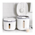GUDE Rice Storage Container Measuring Cup Injection Molded PET+PP Square Flip Top Airtight Eco-Friendly 5kg Capacity Storage