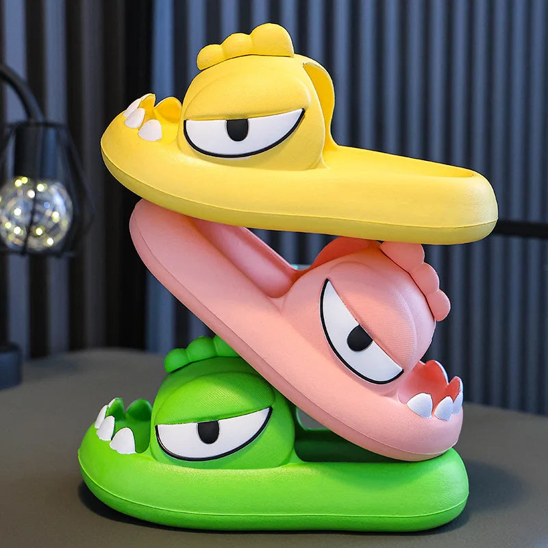 Summer Kids Sandals with Dinosaur Design Anti-Slip Soft Sole Indoor Bath Slippers for Boys and Girls.