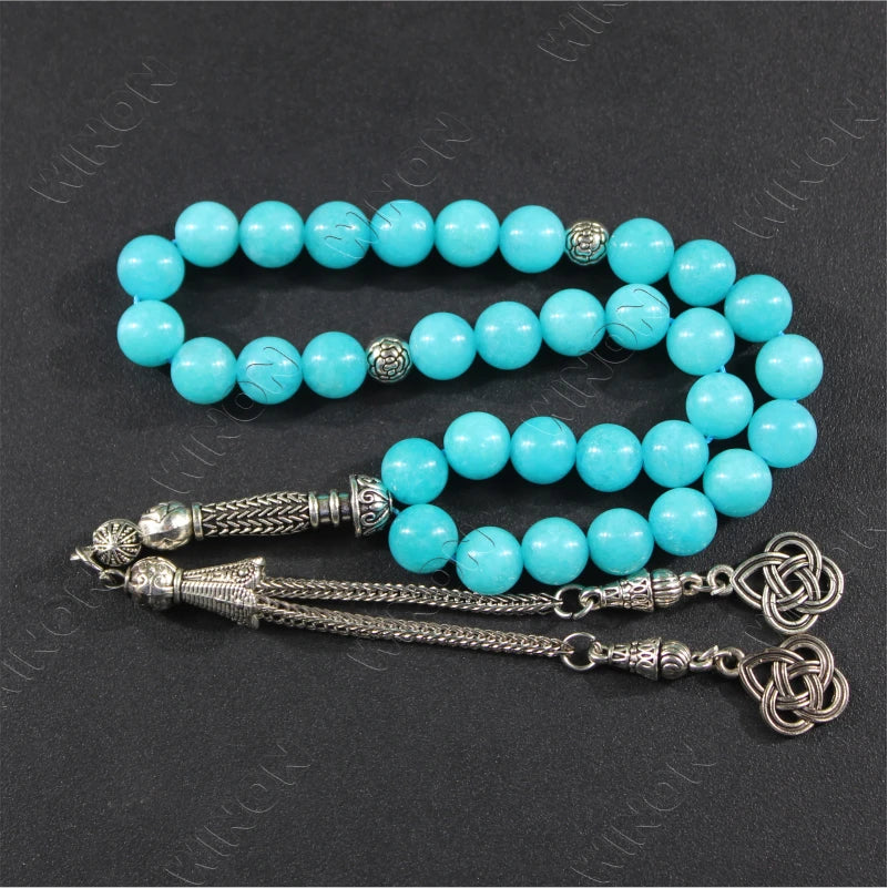 Islamic 33 Prayer Beads Natural Stone Rosary Muslim Tasbih Tasbeeh Beads Ramadan Mubarak Beaded Bracelets Religious Gift