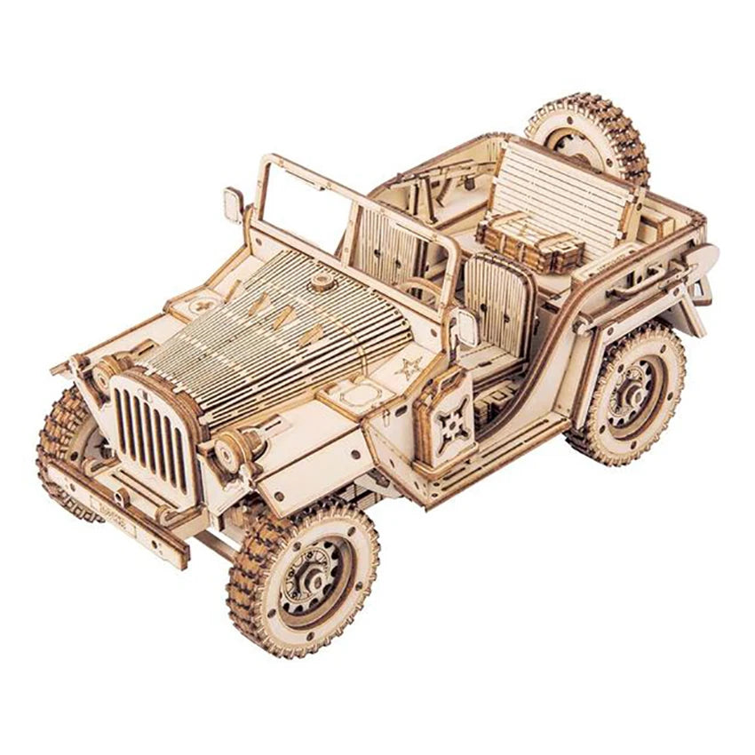 CPC Certificated Robotime Rokr Assemble Educational Toys MC701 Army Field Car Model 3D Wooden Puzzles for Drop Shipping