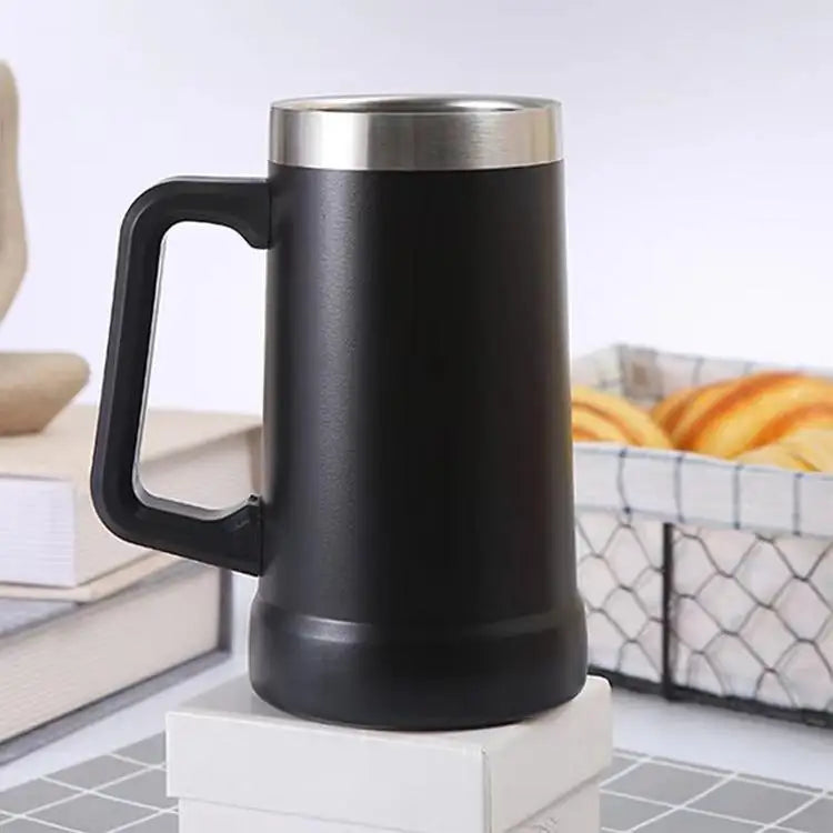 Large Tumbler Stainless Double Wall Vacuum Insulated Beer Tumbler Thermos Cup With Handle Custom Logo