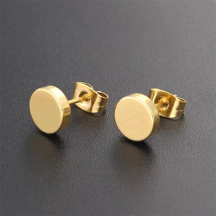 Wholesale Korean Fashion Multicolor Titanium Steel Round Cake Earrings Piercing Jewelry