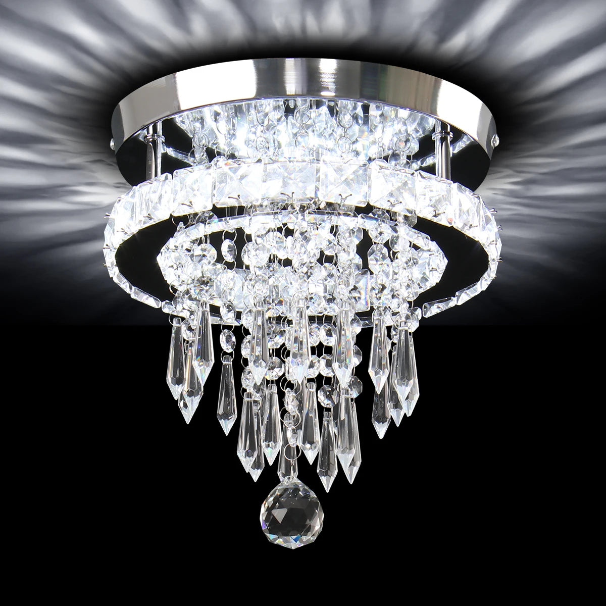 Modern Crystal Ceiling Light Raindrop Crystal Chandeliers Led Crystal Pendant Light Chandeliers for Hallway Entrance Foyer