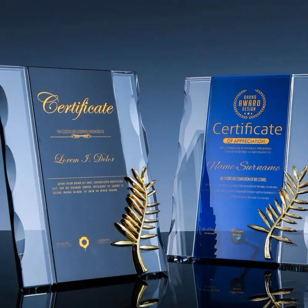 ADEL Crystal Glass Rectangle Polished Medals & Sailboat Trophy Awards with Metallic Finish